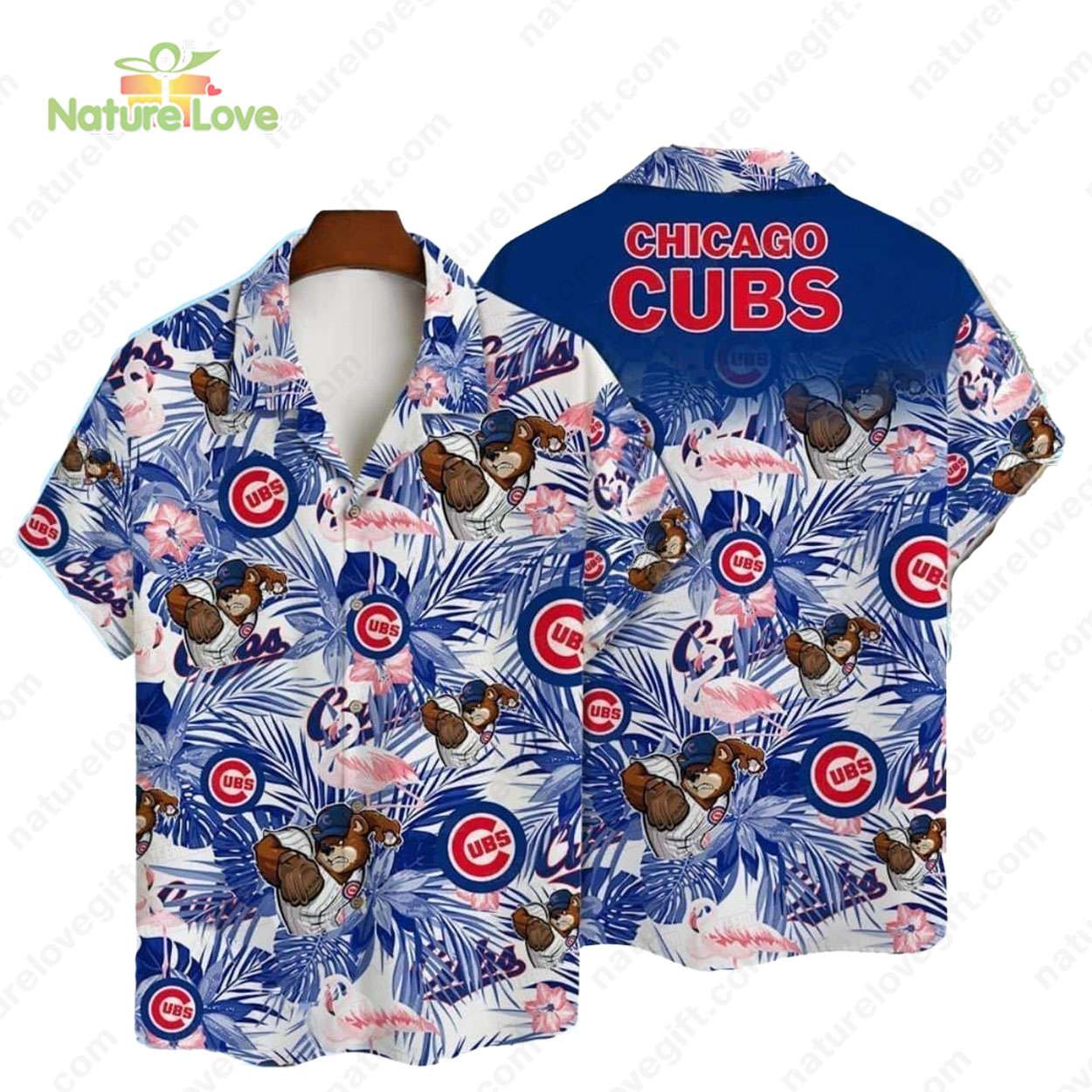 Chicago Cubs Tropical Leaves Cubs Mascot MLB Hawaiian Shirt