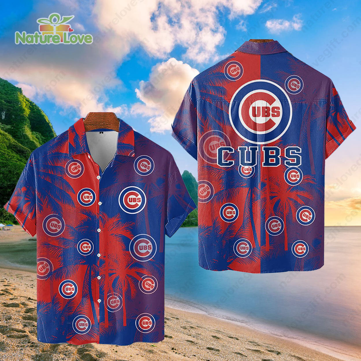 Chicago Cubs Tropical Palm Trees MLB Hawaiian Shirt