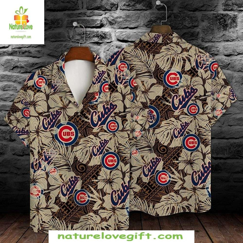 Chicago Cubs Hawaiian Shirt Tropical Tiki Print MLB Baseball Apparel