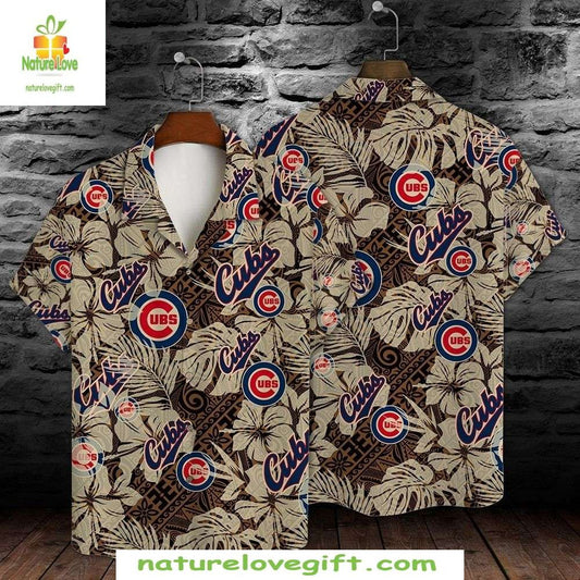 Chicago Cubs Hawaiian Shirt Tropical Tiki Print MLB Baseball Apparel
