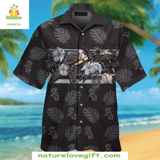 Chicago White Sox Hawaiian Shirt MLB Baseball Aloha Shirt Monochrome Leaf