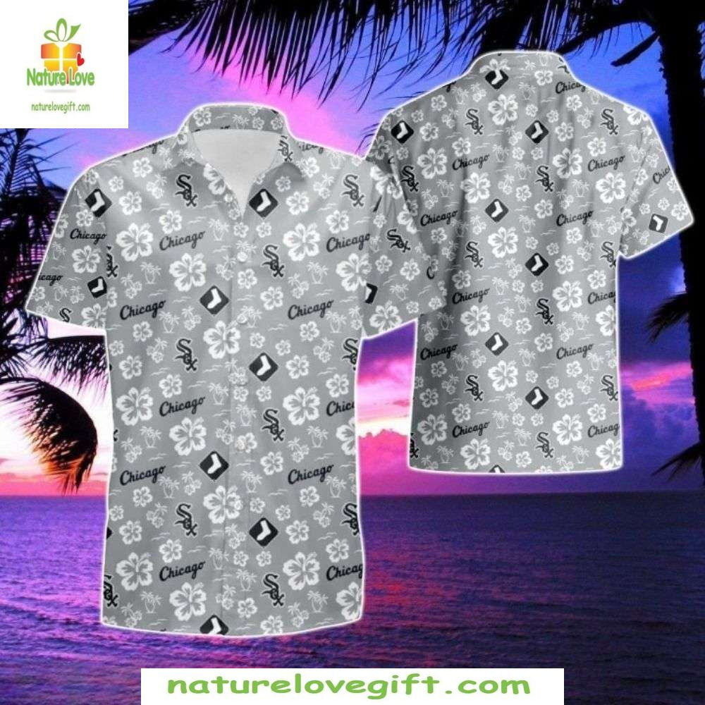 Chicago White Sox Hawaiian Shirt Silver White Floral MLB Baseball Apparel