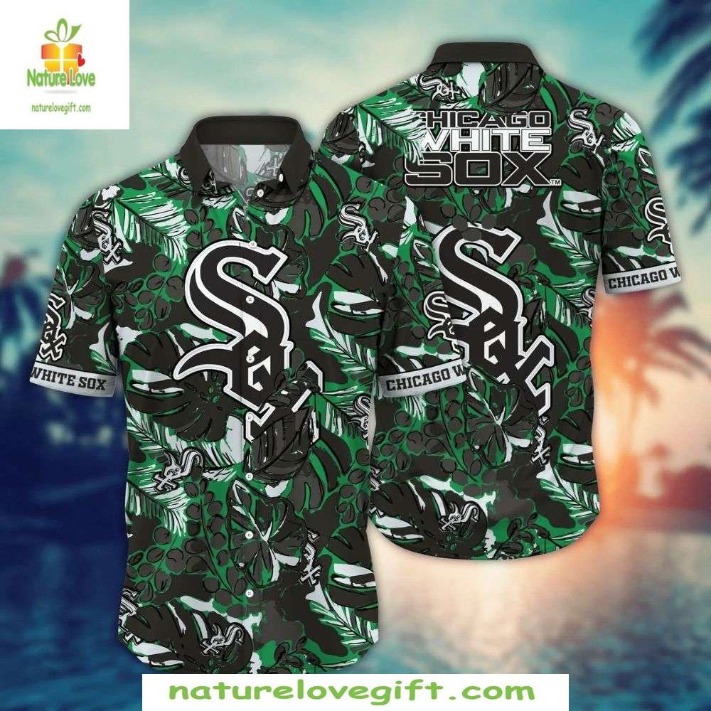MLB Chicago White Sox Hawaiian Shirt Stylish Baseball Apparel Emerald Jungle