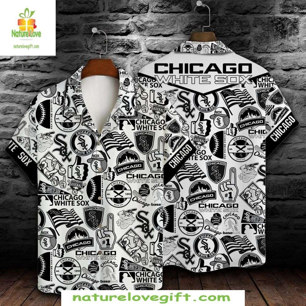 Chicago White Sox Hawaiian Shirt Black White Graffiti Baseball Apparel