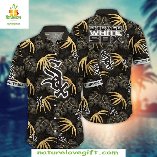 Chicago White Sox Hawaiian Shirt Tropical Gold Leaf MLB Baseball Apparel