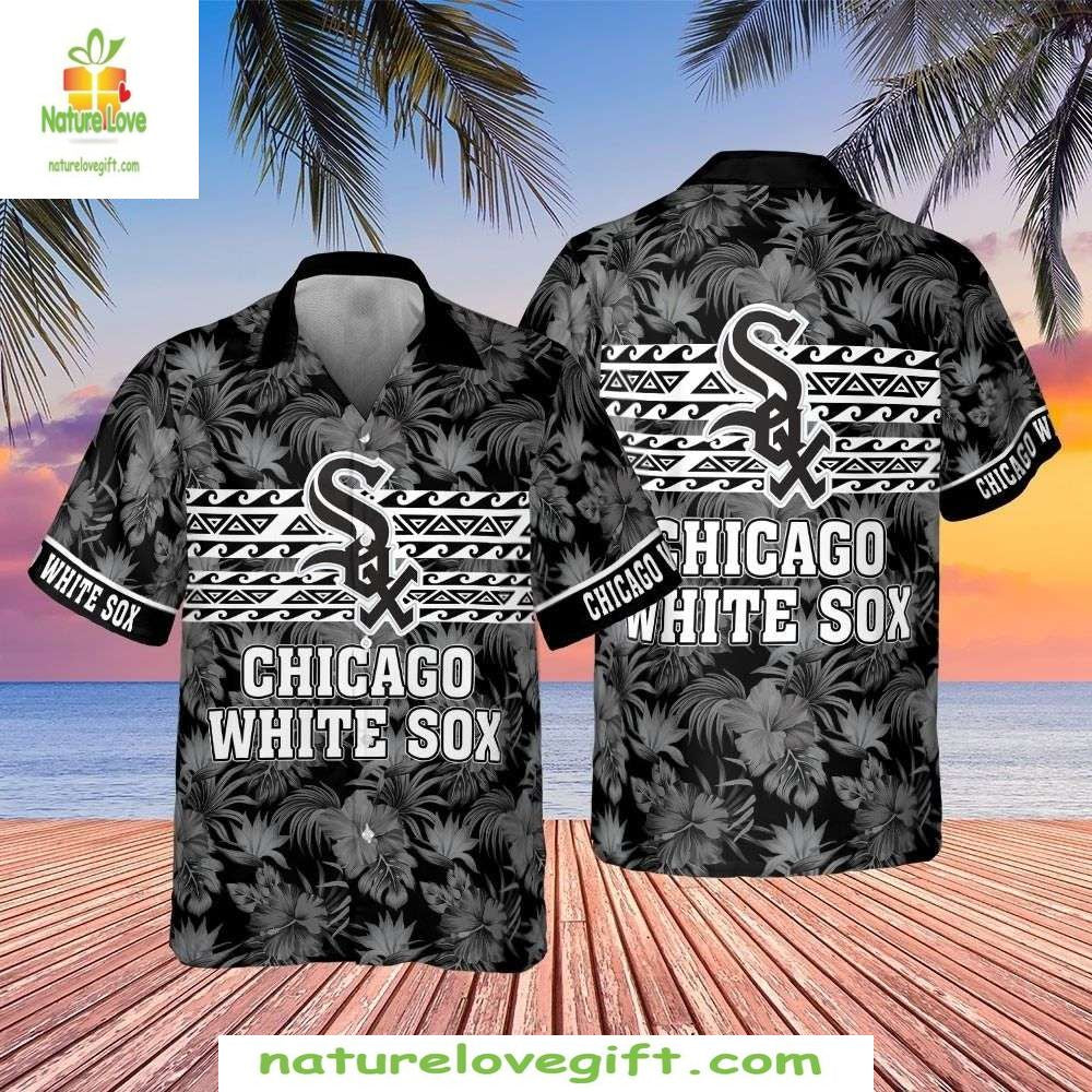 Chicago White Sox Hawaiian Shirt Tropical Hibiscus Flower MLB Baseball Apparel