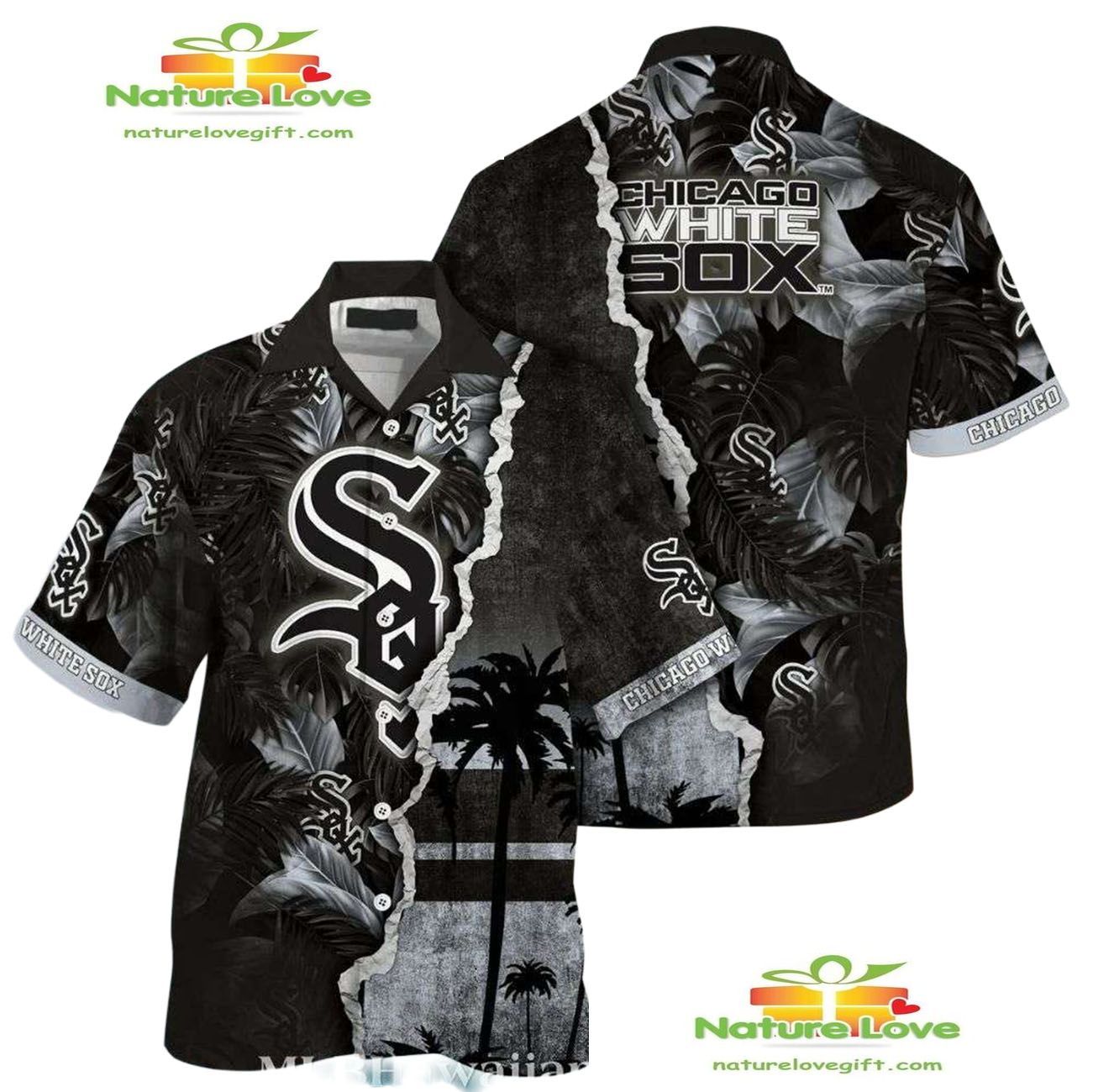 Chicago White Sox Tropical Sunset Hawaiian Shirt with Palm Design
