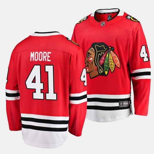Chicago Blackhawks #41 Oliver Moore Blackhawks Home Red Jersey 2023 NHL Draft