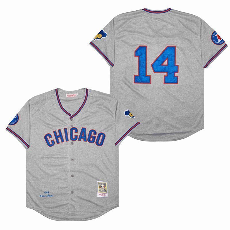 Chicago Cubs #14 Ernie Banks Cubs 14 Hemp Gray 1968 Retro