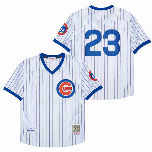 Chicago Cubs #23 Ryne Sandberg Cubs 23 White Blue 1987 Retro Style 1