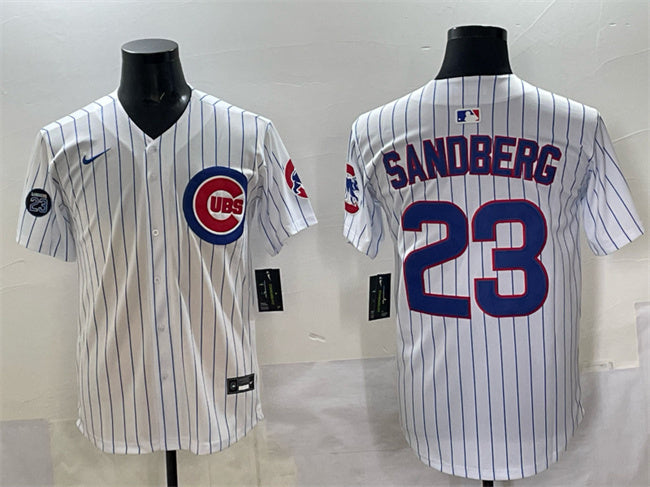 Chicago Cubs #23 Ryne Sandberg White Pinstripe 'Ryne Sandberg Tribute' Vapor Limited