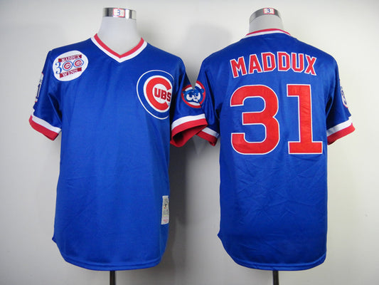 Chicago Cubs #31 Greg Maddux Cubs 31 Blue Retro 3 Logo