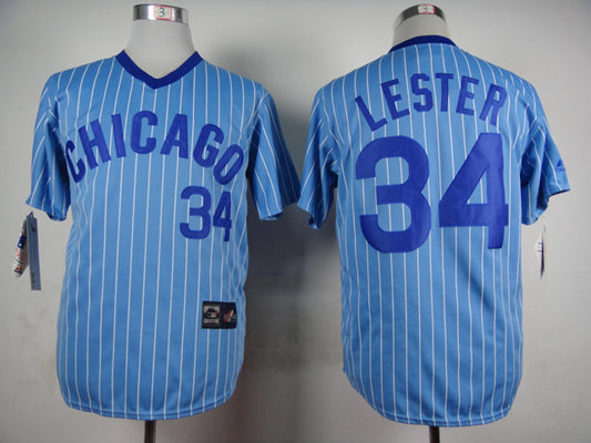 Chicago Cubs #34 Cubs 34 Blue White Retro