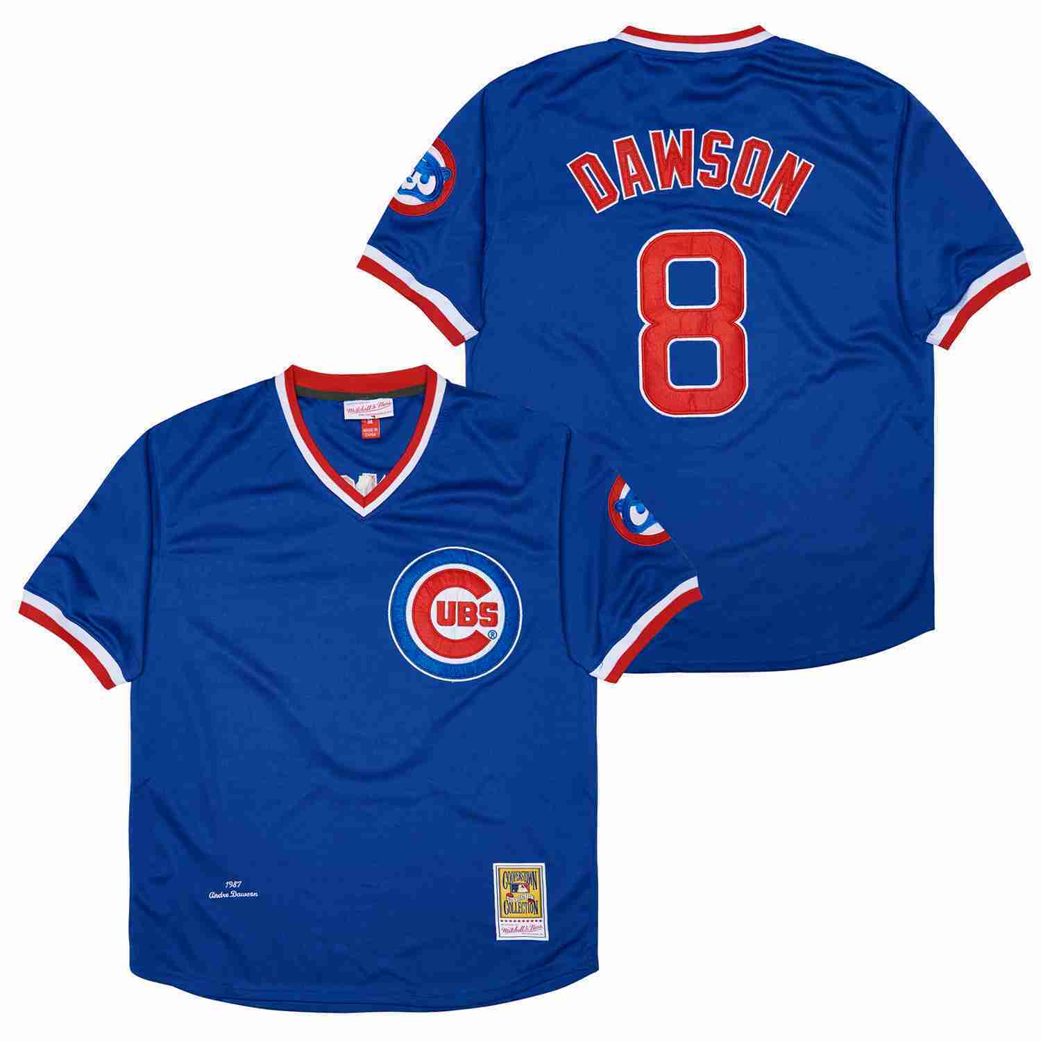 Chicago Cubs #8 Andre Dawson Cubs 8 Blue Pullover 1987 Retro