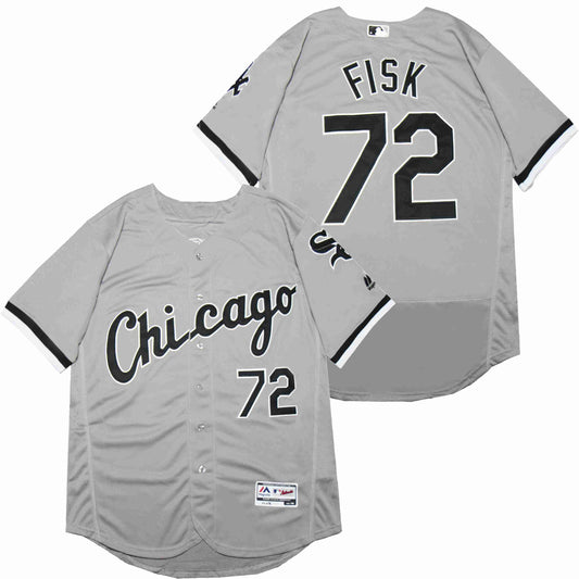 Chicago White Sox #72 Carlton Fisk White Sox 72 Gray Elite