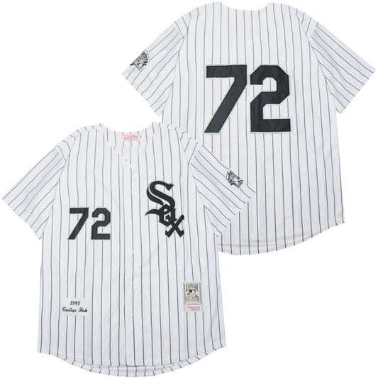 Chicago White Sox #72 Carlton Fisk White Sox 72 White Black 1993 Retro