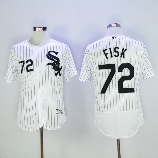 Chicago White Sox #72 Carlton Fisk White Sox 72 White Black Elite Retro Player