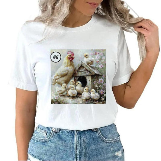 Chicken Farmhouse Hen Graphics Floral Hen Unisex T-shirt Sweatshirt Hoodie Design all #rt 1 Cotton Top