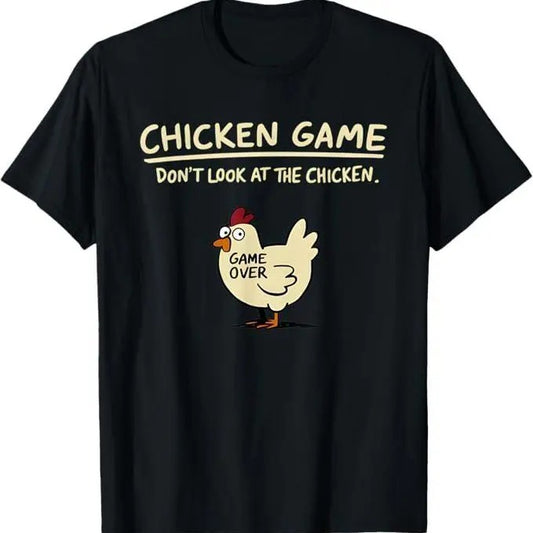 Chicken Game Don't Look At The Chicken Funny Chicken T-Shirt - Short Sleeve Crew Neck Tee with Playful Graphic Pattern for Casual Wear - Top, Menswear