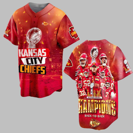 Chiefs Back To Back Super Bowl LIX Champions 2025 Baseball Jersey - Grishko.com