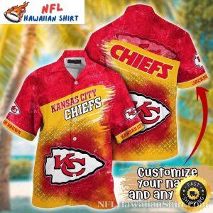 Chiefs Metal Pattern - Red And Yellow Hawaiian Name Customizable Shirt