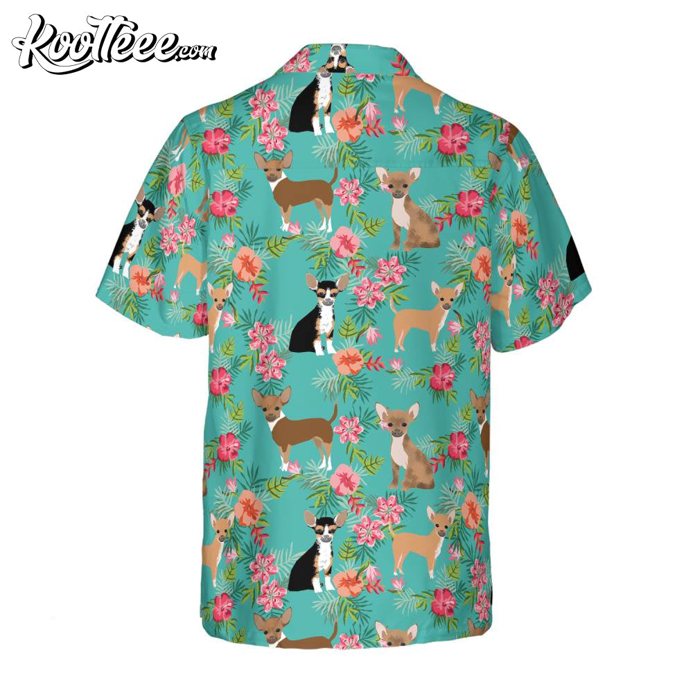 Chihuahua Hibiscus Floral Hawaiian Shirt