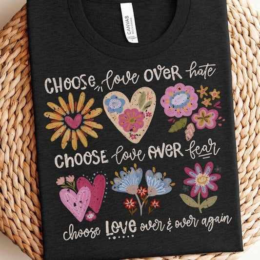 Choose love boho floral, flowers, peace, inspirational, kindness, t shirt, sublimation design, spring, trendy Hoodie,...