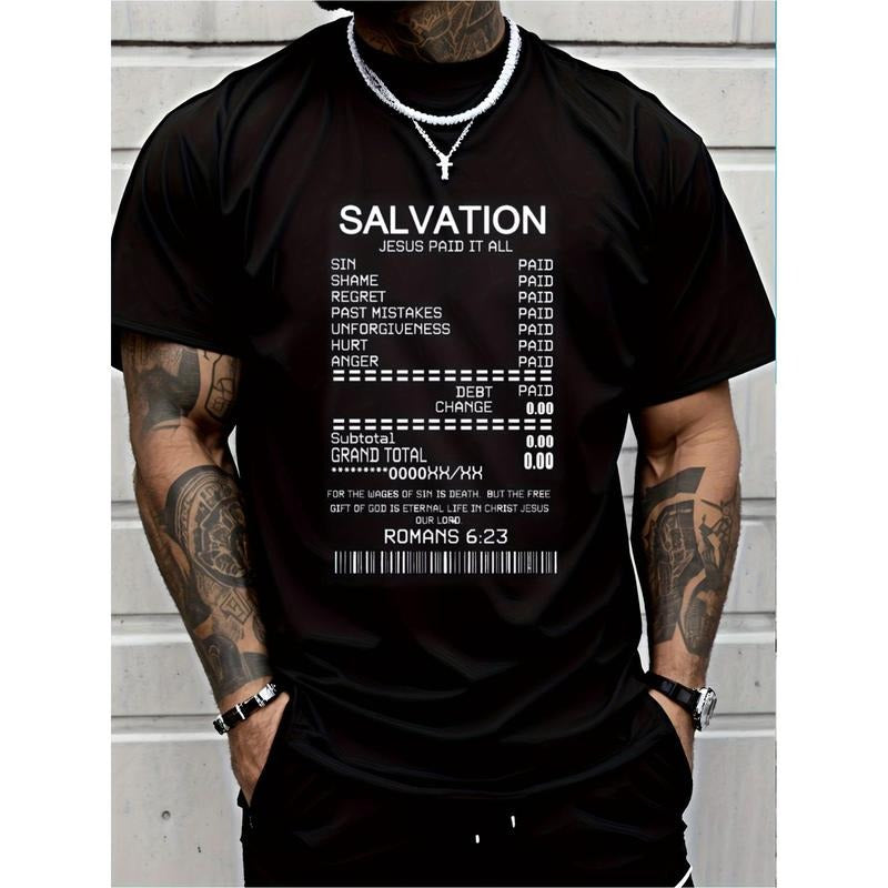 [Christian Graphic Tee] Christian Graphic T-shirt - Redemption Jesus Pays All Receipts Romans Bible Scriptures Short Sleeve T-shirt Made in USA