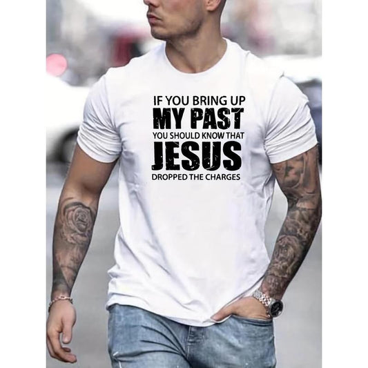 [Christian Slogan Tee] Comfy Christian Slogan Graphic Tee - Men's Slightly Stretch Print T-shirt, Summer Clothes, Outfits Made in USA