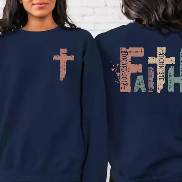Christian , Bible Verse , Religious Outfit, Retro Faith Sweat, Christian Cross Graphic Tees, Religious , Faith