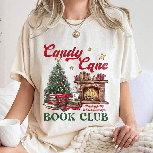 Christmas Bookish Shirt, Candy Cane sweatshirt, Santa Shirt for Book Lover Christmas gift, Bookish Shirt, Christmas Book...