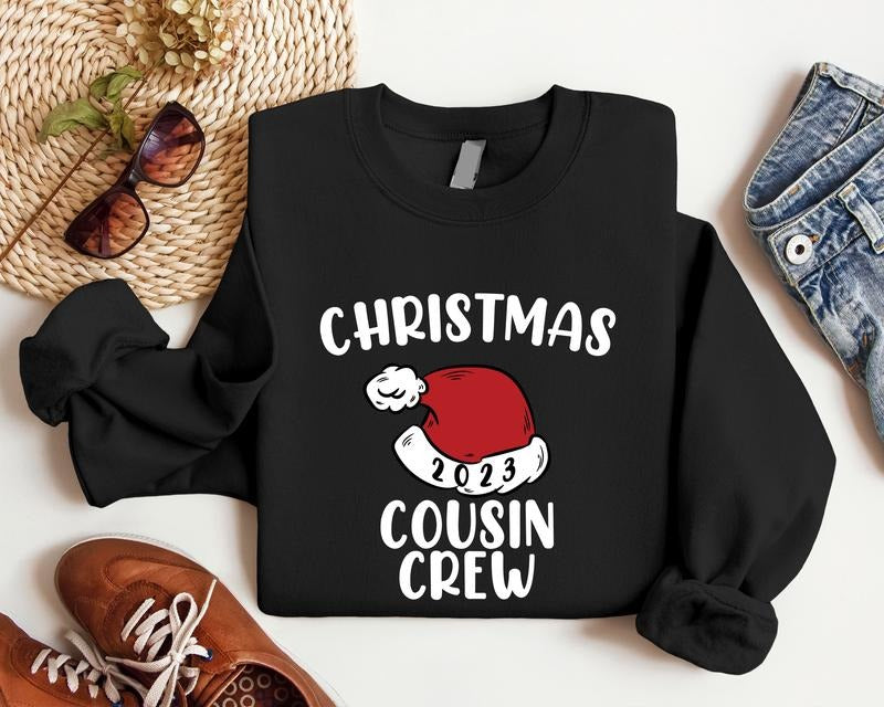 Christmas Cousin Crew 2023 Sweatshirt, Family Matching Xmas Sweater, Cousin Gathering Christmas Hoodie, Holiday Gift...