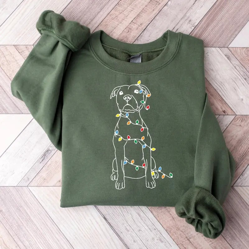 Christmas Dog Sweatshirt, Dog Owner Christmas Gift, Pitbull Christmas Shirt, Pitbull Mom Gift Classic Cotton