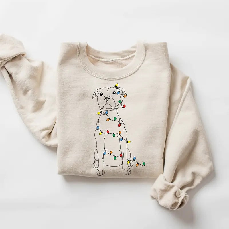 Christmas Dog Sweatshirt, Dog Owner Christmas Gift, Pitbull Christmas Shirt, Pitbull Mom Gift, Christmas Crewneck,...