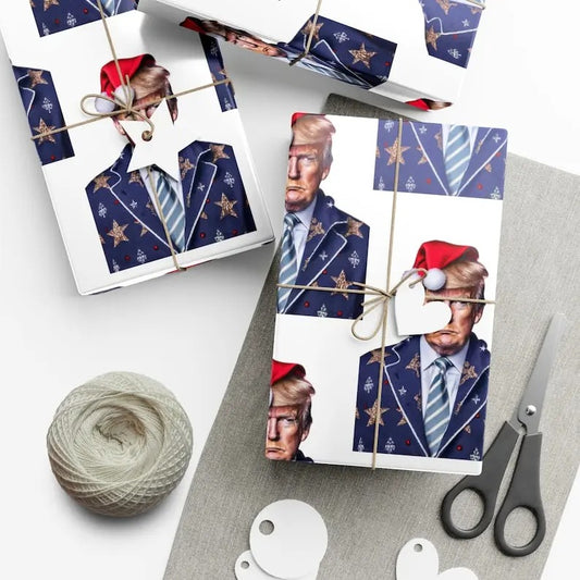 Christmas Donald Trump Wrapping Paper Unique Holiday Decor, Perfect for Gifts, Ideal Funny Christmas Gift Wrap