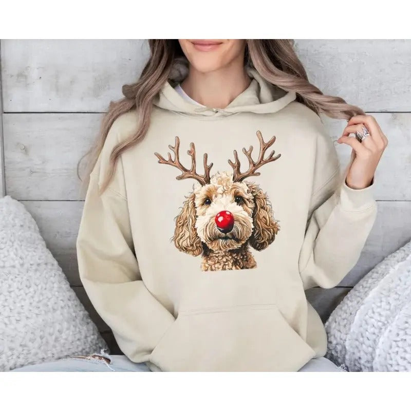 Christmas Goldendoodle Sweatshirt, Christmas Dog Hoodie, Dog Lover Gift, Holiday Sweater, Doodle Mom Sweatshirt, Dog...
