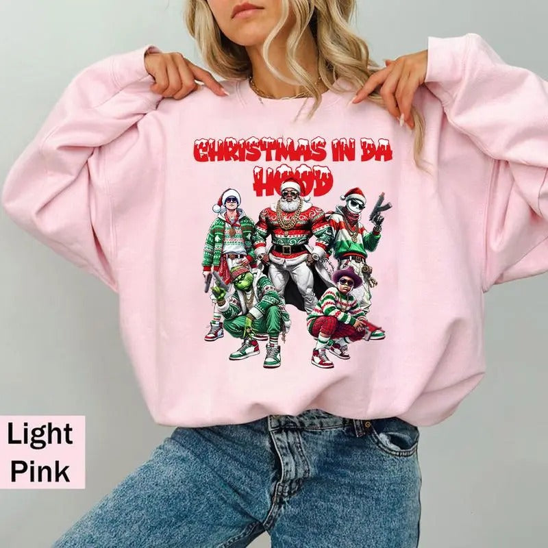 Christmas In Da Hood Shirt, Christmas Movies Shirt, Xmas Graphic Tee, In Da Hood Sweatshirt Christmas