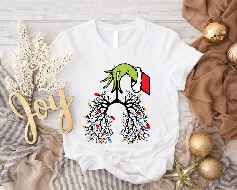 Christmas Nurse Shirt, Christmas Respiratory Therapist Shirt, Unisex Lung Christmas Lights T-Shirt, Lung Disease, Funny...