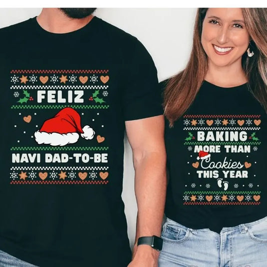Christmas Pregnancy Announcement Shirts, Feliz Navidad Shirt Christmas Baby Reveal Ideas Matching Couples Sweatshirts...