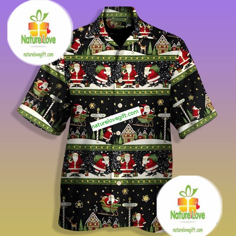 Christmas Santa Claus Black Ugly Vintage Hawaiian Shirts