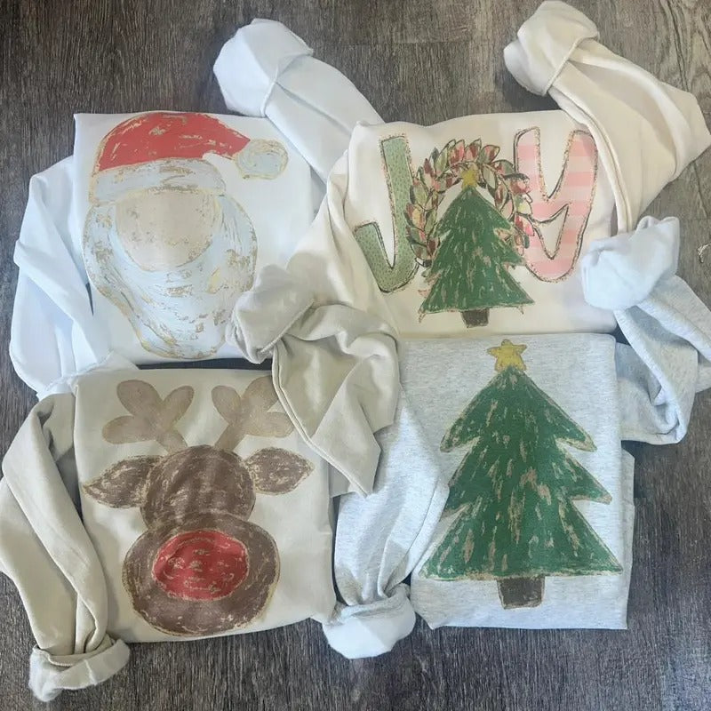 Christmas Sweatshirts - Gold Outline Christmas Sweatshirts - Christmas Look T-Shirts, Hoodie | InkThreadWorks.com