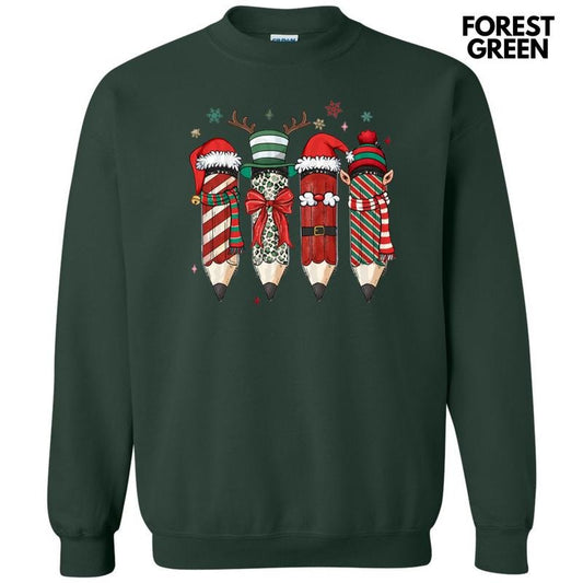 Christmas Teacher Pencils Sweatshirt T-Shirts, Hoodie | InkThreadWorks.com