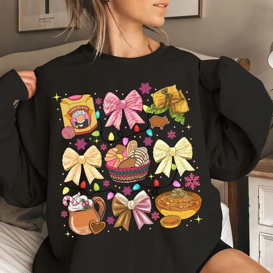 Christmas Tis The Season Mexican Christmas Tshirt Sweatshirt Hoodie, Pan Dulce Shirt, Mexican Chocolate, Pink Christmas,...