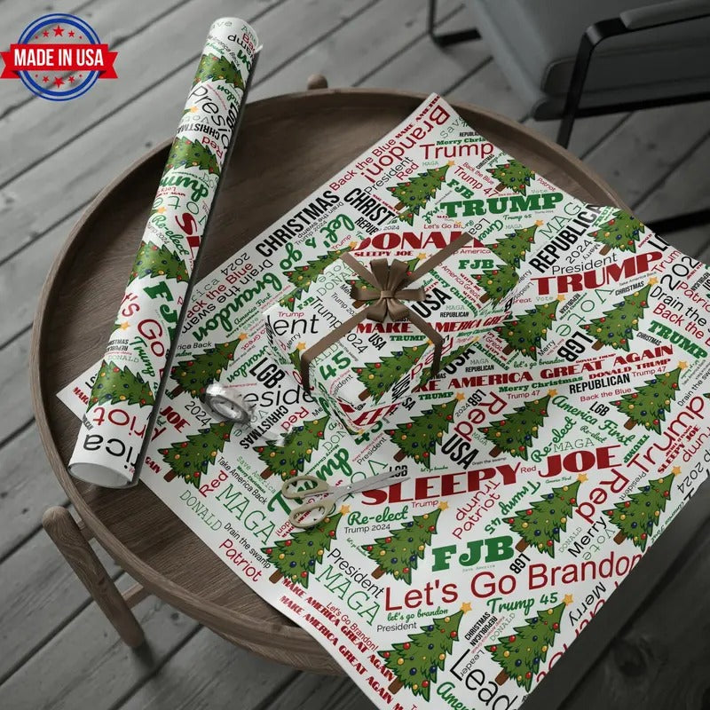 Christmas Word Wrap Trump Gift Wrap for Gifts Christmas - Let's Go Brandon Gift Wrap T-Shirts, Hoodie, Sweatshirt