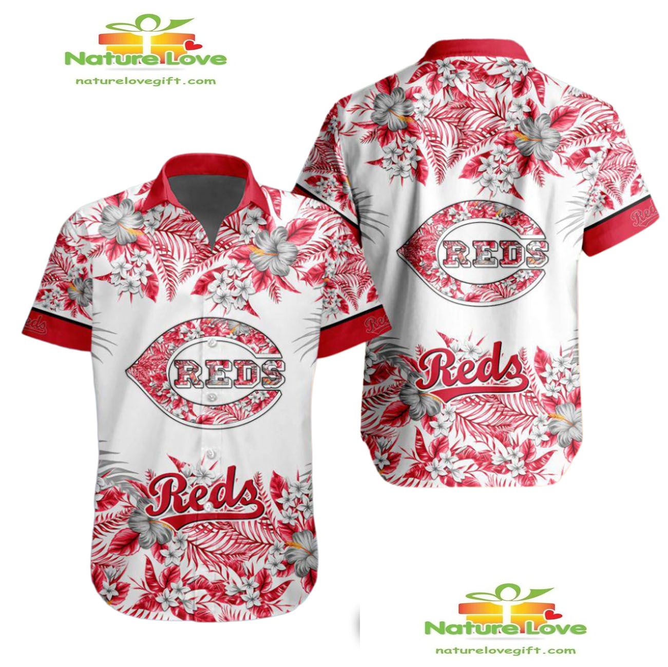 Cincinnati Reds Hawaiian Shirt Tropical Flower Aloha Shirt for Men Women