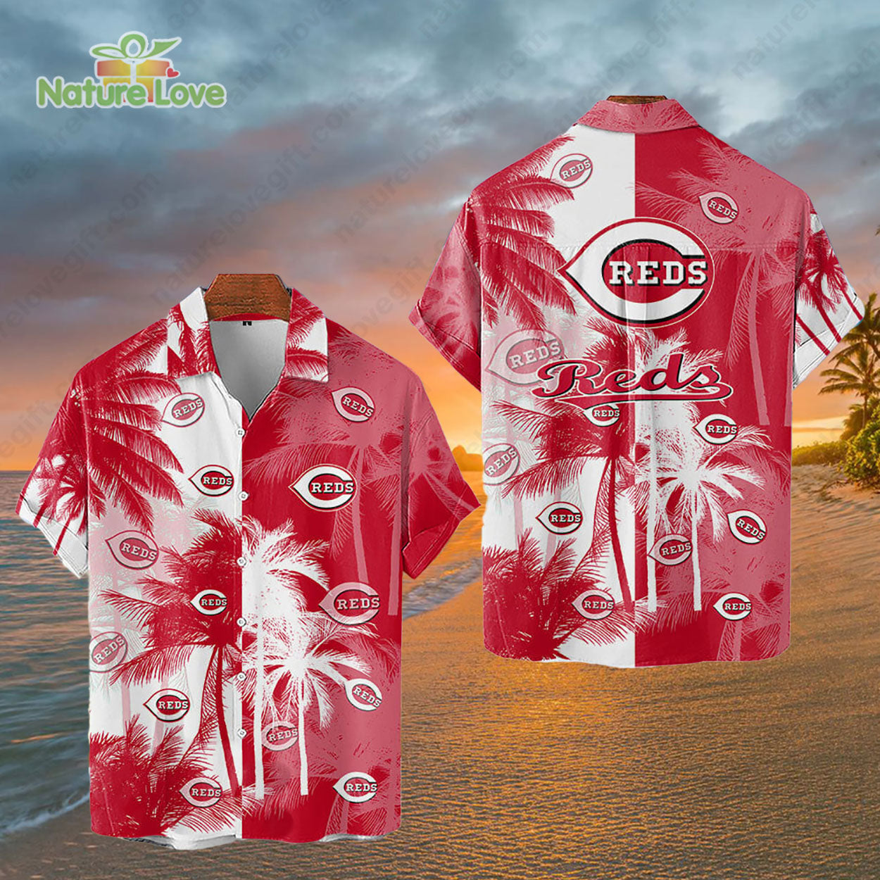 Cincinnati Reds Tropical Palm Trees MLB Hawaiian Shirt