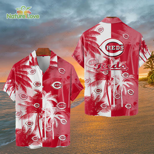 Cincinnati Reds Tropical Palm Trees MLB Hawaiian Shirt