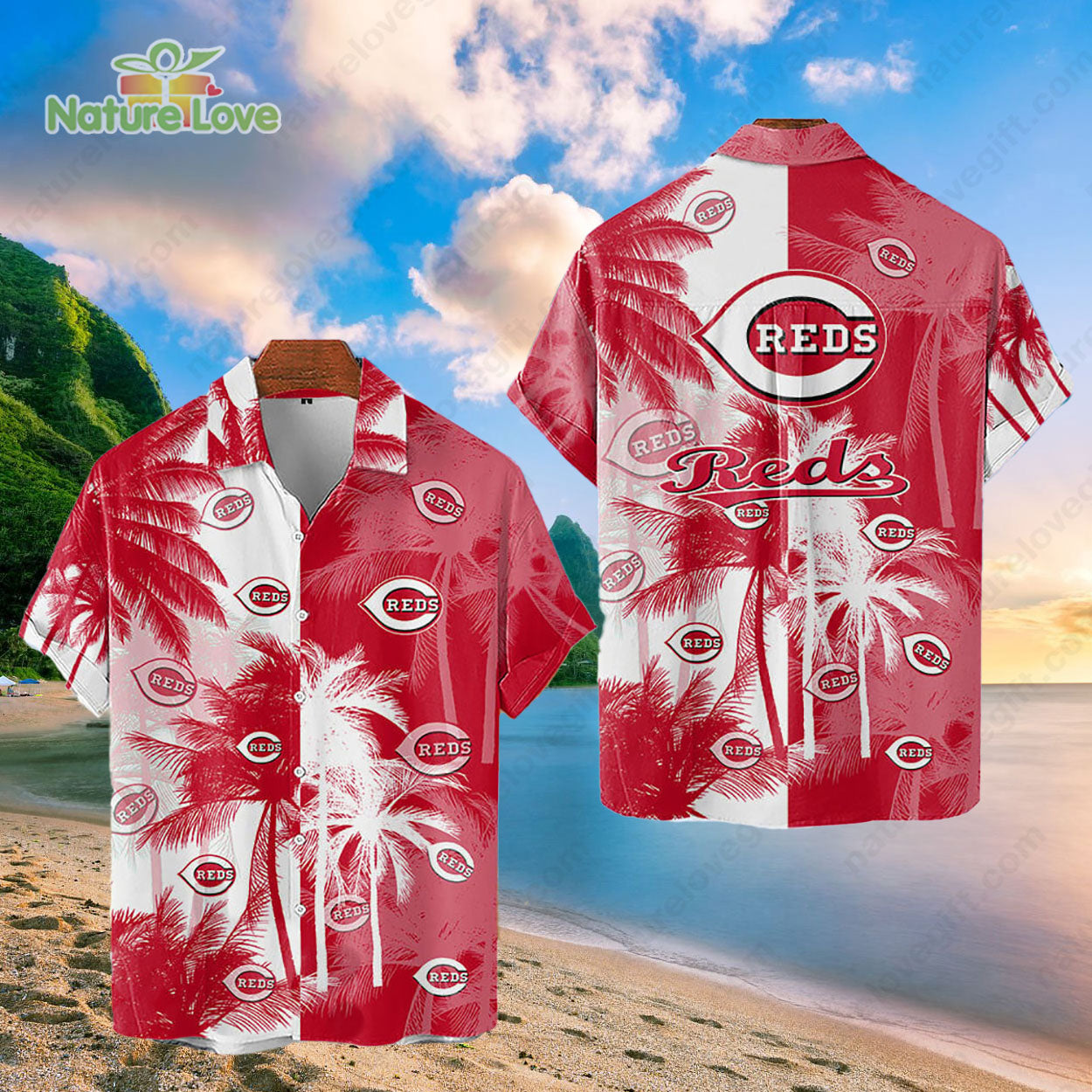 Cincinnati Reds Tropical Palm Trees MLB Hawaiian Shirt