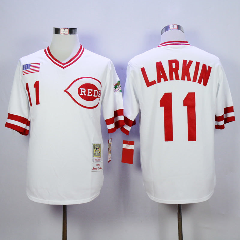 Cincinnati Reds #11 Barry Larkin Reds 11 White 1990 Retro