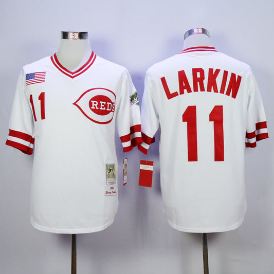 Cincinnati Reds #11 Barry Larkin Reds 11 White 1990 Retro